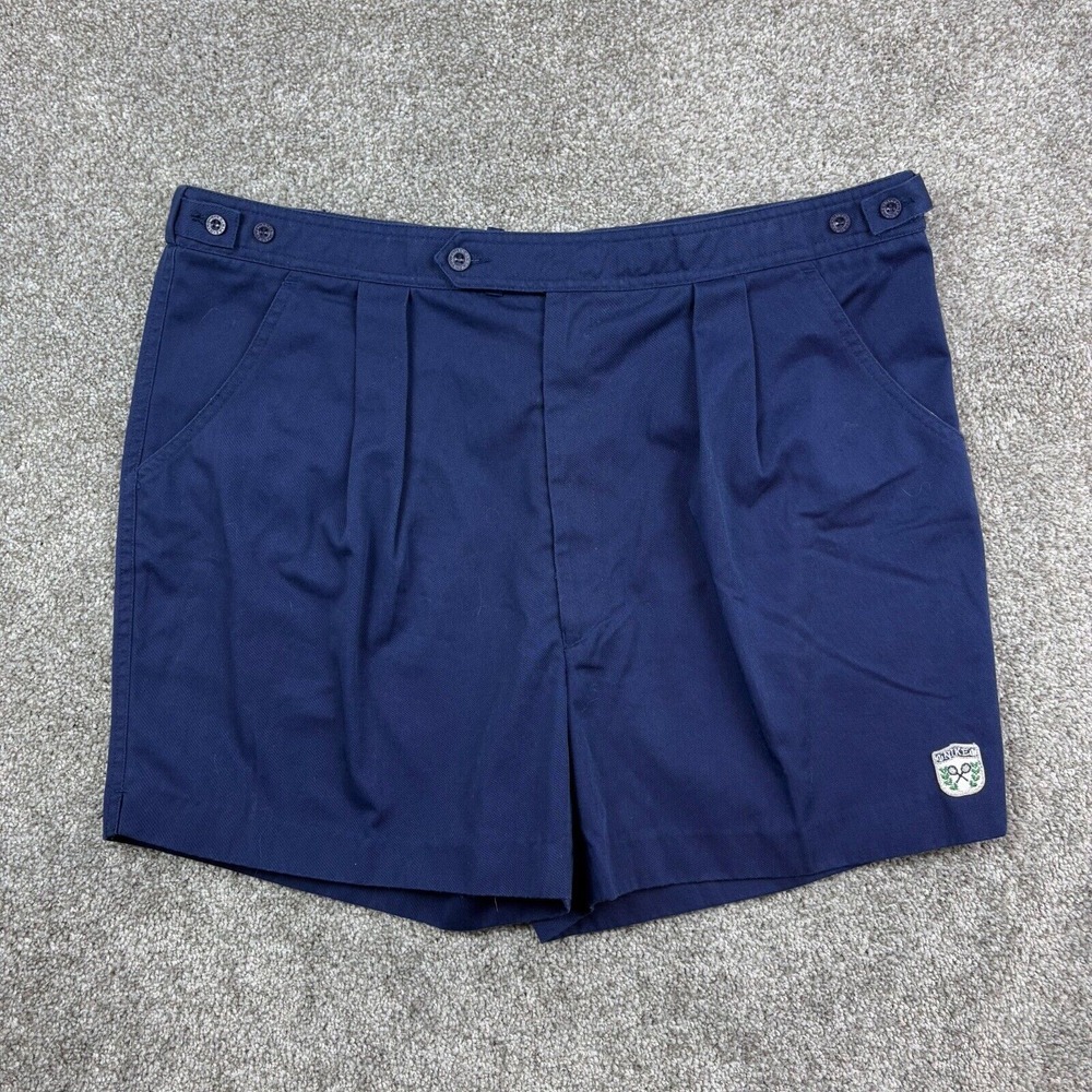 Vintage‎ 80s Nike Tennis Shorts Mens 40 Navy Blue Golf 4" Inseam Racket Crest